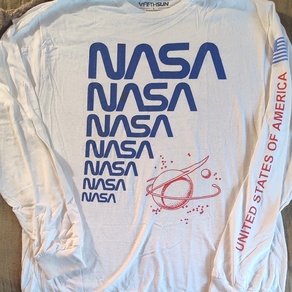 Fifth Sun White and Blue NASA Long Sleeve Tee